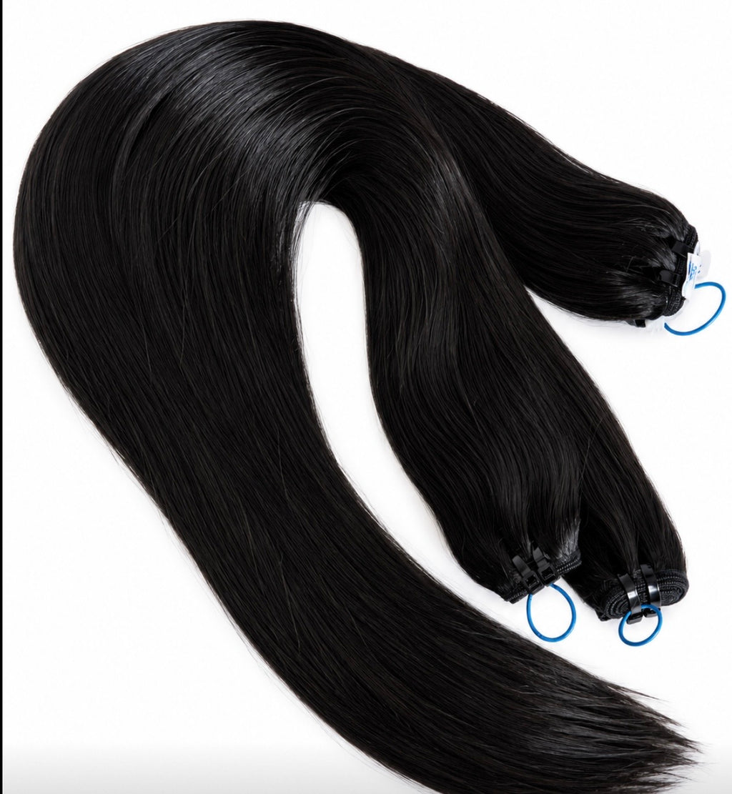 Raw straight hair.