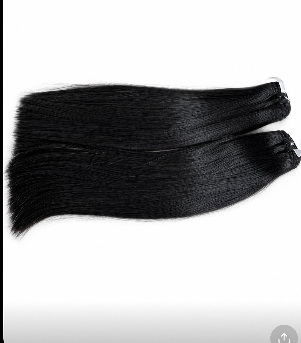 Raw straight hair.